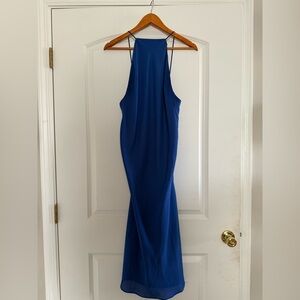 ASOS Design Royal Blue Halter Open Back Midi Dress
